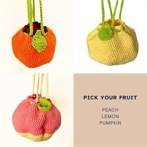 Lemon Purse | Peach Purse | Pumpkin Purse | Cotton Crochet Purse